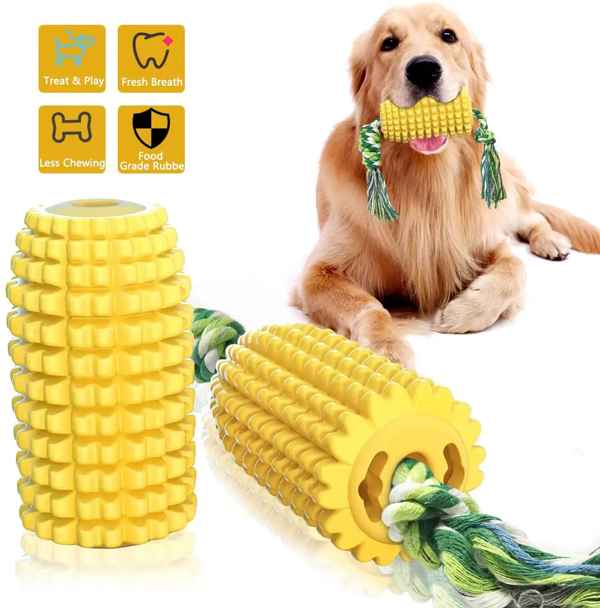Dog Dental Toothbrush Rope Molar Toys Puppy Teeth Chew Corn Dog Toy for Aggressive Chewers