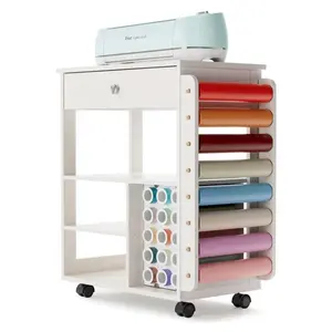 OEM Organization Rolling Storage Cabinet Cart Compatible Heat Presses Crafting Desk Craft Table with Storage Drawer and Wheels