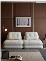 Nordisches Creme-Design Biskuit-Modul-Sofa-Set für Kleine Wohnungen Bewegliches Bohnenkuchen-Block Chenille-Stoff