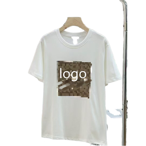 Camiseta de Manga Corta con Cuello Redondo y Logotipo Estampado de Algodón y Elastano - Verano Unisex Casual Cómoda a la Moda Combinable con Todo - Product Image 1