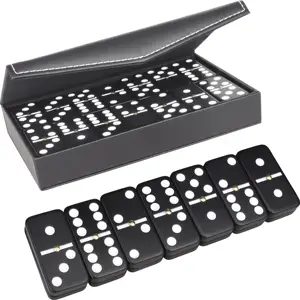 Jogo de dominó luxuoso com seis peças de dominó padrão preto duplo para pés de galinha