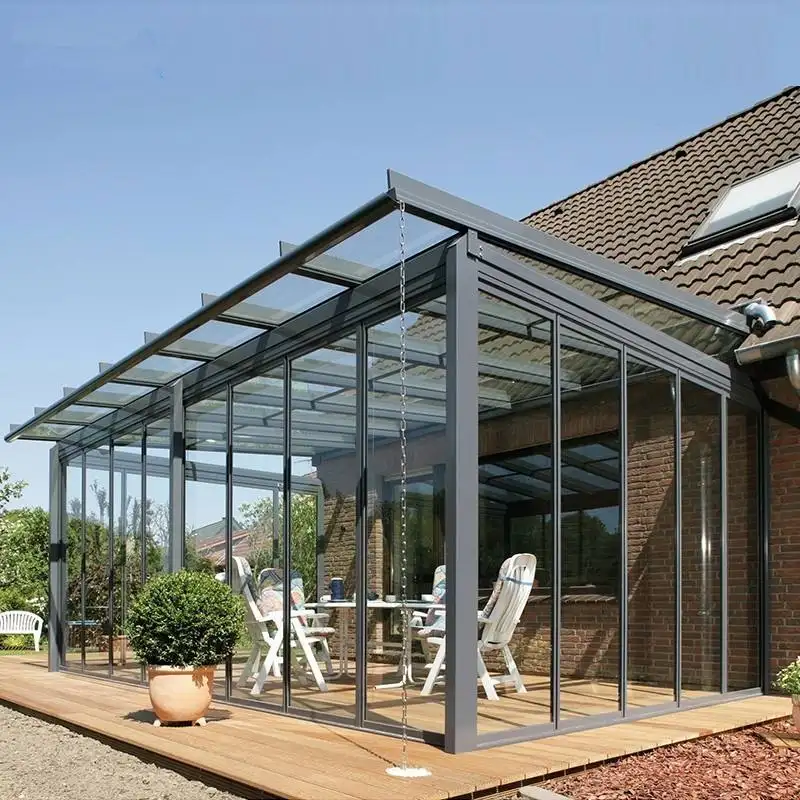 Tùy chỉnh bởi các nhà sản xuất không thấm nước chống nắng miễn phí đứng Kính sunrooms với nhôm cho biệt thự