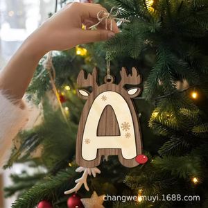 Pendentif en bois en forme de renne, ornements suspendus découpés au laser en bois massif, décoration de Noël, étiquette cadeau A - Product Image 4