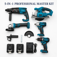 Kit combiné d'outils électriques sans fil 5 en 1 : marteau perforateur, meuleuse d'angle, scie circulaire, clé à chocs, perceuse, ensemble d'outils au lithium