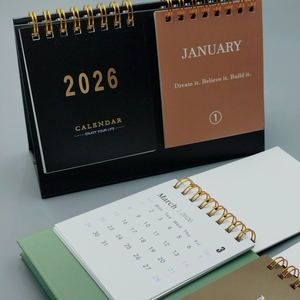 Promotional Custom Paper Spiral Calendar Office Home Furnish Desk Decoration Ornaments 2026 Monthly Undated Stand Flip 2027