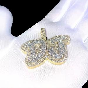 Colgante de Plata de Ley 925 con Diamante Moissanita y Letra Personalizada, Joyería Hip Hop con Baño de Oro, Colgante Fino para Hombre y Mujer - Product Image 6