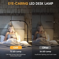 Lámpara de Escritorio LED con Clip, Blanca, para Oficina, Trabajo, Computadora, Brazo Largo Ajustable en Forma de I, Alta Luminosidad, Metálica, Alimentación USB, CE