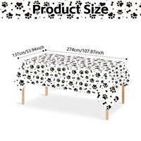 Nappe jetable en plastique à motif de patte d'animal, tapis de table à motif de patte de chat pour la décoration de fête d'anniversaire sur le thème des animaux de compagnie