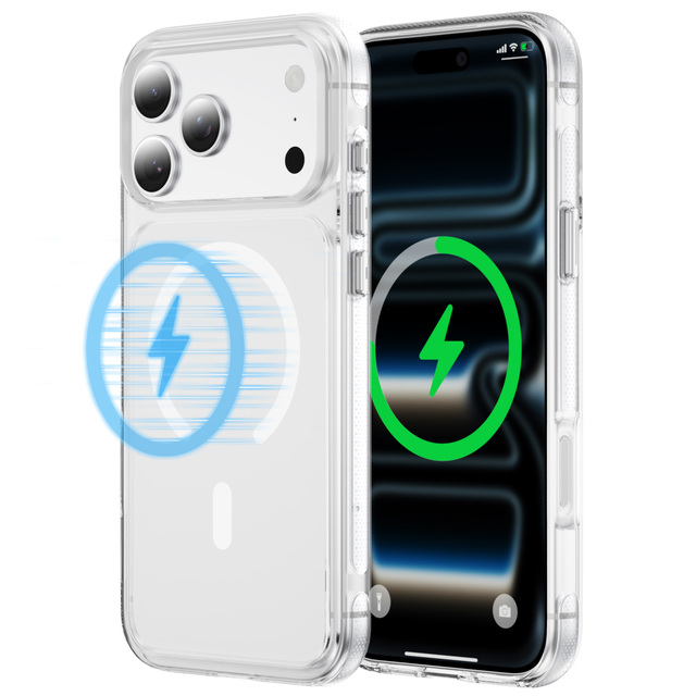 Azlefo New Magnetic Clear Anti-yellowing TPU+PC Anti-scratch Luxury 360 Protection Case for 17 Pro Max 16 15 14 13 12