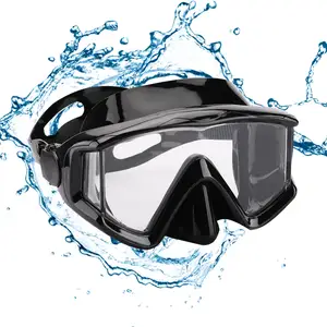 Waterproof Panoramic Tempered Glass 180 Degree Wide View Snorkel Mask Set Dry Top Snorkel Silicone Strap Diving Mask Snorkel Mas