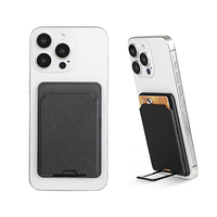 Porte-cartes de téléphone en cuir PU avec logo personnalisé, pochette professionnelle, support magnétique puissant, portefeuille fin pour téléphone compatible Magsafe
