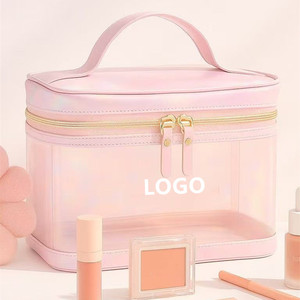 Designer <strong>Make</strong> <strong>up</strong> Pouch Cosmetic Foldable Embroidery Makeup <strong>Trolly</strong> Black Custom Clear Pvc Toiletry Bag - Product Image 3