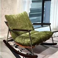Fauteuil inclinable à bascule pour adultes - Canapé de loisirs individuel moderne avec structure métallique et tissu pour balcon et chambre à coucher - Détente de luxe