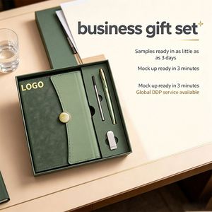 Carnet d'affaires en cuir PU A5 avec stylo, clé USB, gravure personnalisée pour anniversaire, coffret cadeau en gros avec logo personnalisé - Product Image 4