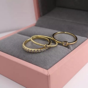 Großhandel Custom Women Sterling Silber Minimalisti scher Schmuck 18 Karat vergoldeter Zirkon Zierliche dünne Mehrfach stapel ringe - Product Image 6