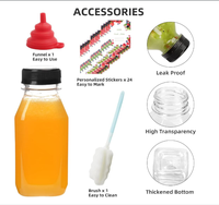 Bouteilles de jus en plastique Smoothie réutilisables de 12oz avec bouchon, récipient à jus avec couvercle pour réfrigérateur, récipient à boisson en vrac transparent vide