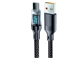 Cable USB Tipo-C de 120W 5A/6A con Pantalla LED Digital, Cable PD de Carga Rápida, Cable de Datos de Nailon, Cable Cargador USB C