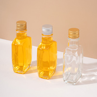 Vente en gros directe du fabricant : bouteille de boisson en verre plat transparente vide de 200 ml pour emporter avec bouchon à vis