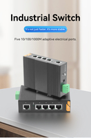 Convertisseur de média industriel GIANTECH 5 ports RJ45 semi/full duplex sur rail DIN non géré, capacité de commutation 10G, pour vidéosurveillance, garantie 5 ans