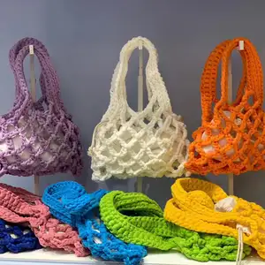 2021 tasarımcı Cindy renk moda Hollow Out saf INS sıcak satış tığ Net çanta çanta seyahat çantası Tote yay dantel alışveriş çanta