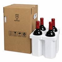 Boîte d'expédition de vin en carton ondulé à 4 compartiments, robuste, réutilisable, écologique, pour bouteilles de bière, whisky, vodka, tequila, carton de protection durable
