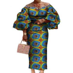 Afrikanisches Batik gewebe Afrikanisches Kleid mit Rüschen ärmeln Dashiki Bedrucktes träger loses Kleid - Product Image 6