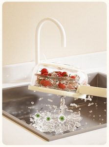 Poignées pliables avec couvercle Double couche <span class=keywords><strong>panier</strong></span> de vidange de lavage de légumes bol <span class=keywords><strong>à</strong></span> <span class=keywords><strong>salade</strong></span> cuisine réfrigérateur bol de vidange multifonctionnel - Product Image 4