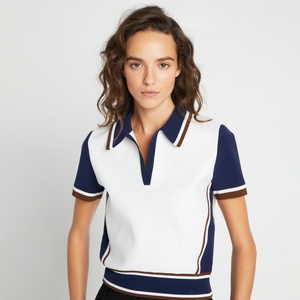 Camisetas Polo de Tenis de Algodón con Manga Corta y Parches con Logotipo Personalizado del Fabricante para Mujer, Ropa Deportiva - Product Image 1