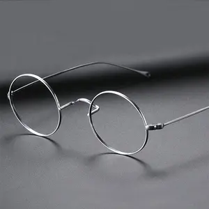 Shenzhen All Titanium Spectacle Frame Eyeglasses Without Nose Pads Eyewear Glasses Round Designer Optical Frames Wholesale