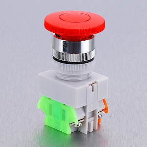 Botón de Parada de Emergencia Autoblocante de 22 mm, Rojo, Tipo Hongo, LAY37 PBC Y090 - Product Image 3