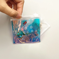 Pochette zippée personnalisée avec logo imprimé pour bijoux, sac en PVC transparent holographique avec fermeture éclair coulissante pour boucles d'oreilles/colliers