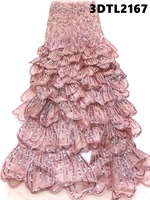 Tissu en dentelle 3D brodé de perles et de paillettes, prix usine Chine, collection 2026, idéal pour mariages et célébrations