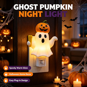 Lámpara LED de Noche con Diseño de Calabaza Fantasma de Halloween, Giratoria 360°, Luz Cálida Suave, Decoración Espeluznante para el Hogar, Regalo al por Mayor - Product Image 2