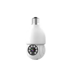 Hoge Kwaliteit Licht Cc Tv Auto Tracking Ptz Lamp Camera 360 Graden Tuya Nacht/Dag Visie Met Sd-Kaart Lamp Camera Yoosee