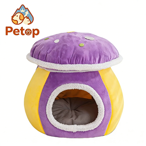 Cama para Gatos en Forma de Hongo Petop, Súper Suave, de Terciopelo de Conejo, Cálida para Invierno, Gruesa, Envolvente, para Mascotas Pequeñas, Lavable - Product Image 1