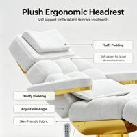 Lit de beauté et de massage électrique 3 moteurs en velours courbé, couleurs personnalisées, tendance 2026, pour spa et extensions de cils