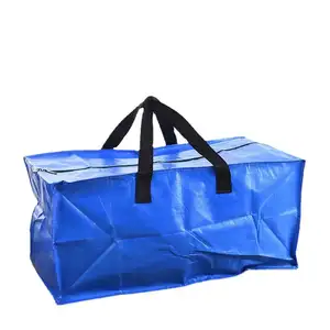 Durevole Logo stampato su misura pesante blu viaggio Extra Large portaoggetti in tessuto PP borsa mobile impermeabile