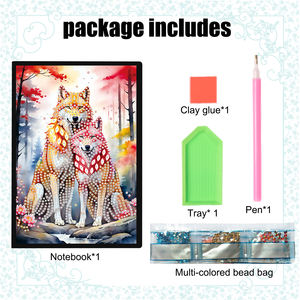 5D DIY Diamond Painting Notebook Kit Animal Themed Wolf Design con Dot Rhinestones - Product Image 3