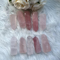 Pointe de baguette en cristal Rose naturel, tour de Quartz Rose pour la guérison