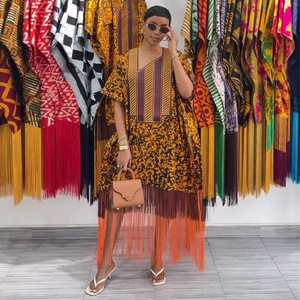 Abito Lungo da Donna con <span class=keywords><strong>Stampa</strong></span> <span class=keywords><strong>Etnica</strong></span> Vintage e Nappe, Nuova Collezione Primavera 2026, per Commercio Transfrontaliero Europa America Africa - Product Image 1