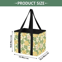 Bolsa de Compras Reutilizable Plegable de Nailon con Diseño de Flores Tropicales, Tamaño Mediano, para Almacenamiento de Alimentos, con Doble Asa