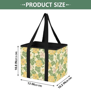 Loq Moq Tropical Flower Food Storage Box Nylon Foldable Reusable Custom Shopping Bags Grocery Tote with Double Handle - Product Image 2