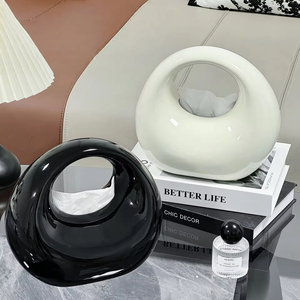 Ins Cute <b>Black</b> White Luxury High-end Handbag Ceramic <b>Tissue</b> Box Porcelain <b>Paper</b> Towel Holder Ornament for Living Room Decor - Product Image 4