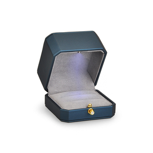 FANXI Led Jewellery Box <b>Black</b> Lacquer logo Silk Screen Luxury Led Jewellery Package Custom Ring <b>Boxes</b> Jewelry Box with Lights - Product Image 5