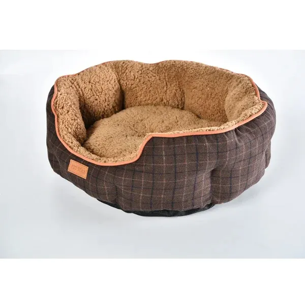 Yeni ucuz Pet yatak peluş malzeme ekose desen özelleştirmek köpek yatağı