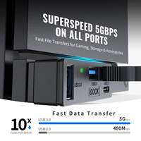 Hub USB 3.0 4 in 1 Kompatibel dengan PS5 & PC & Steam Machine, Ekspander Portabel Ultra-Cepat untuk Gaming & Transfer Data
