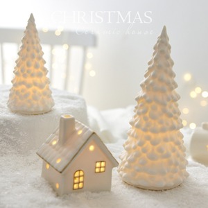 Casas Navideñas de Cerámica Blanca, <span class=keywords><strong>Adornos</strong></span> de Porcelana para Mesa, Pequeñas Figuras de Pueblo Invernal para Decoración Rústica de Árbol de Navidad - Product Image 4