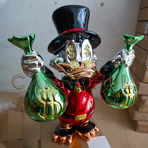 Donald vịt điêu khắc Chrome giàu vịt trang trí sợi thủy tinh phim hoạt hình vịt Pop nghệ thuật điêu khắc cao bóng trò chơi hình túi tiền - Product Image 6