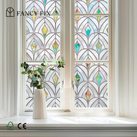 Película Decorativa para Ventanas con Diseño de Plumas de Pavo Real, Vinilo Estático de PVC para Privacidad en el Hogar y Apartamentos, Venta al Por Mayor