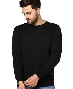 Camisetas de manga larga negras para hombre de alta calidad, cuello redondo, transpirables, económicas, 100% algodón. - Product Image 1